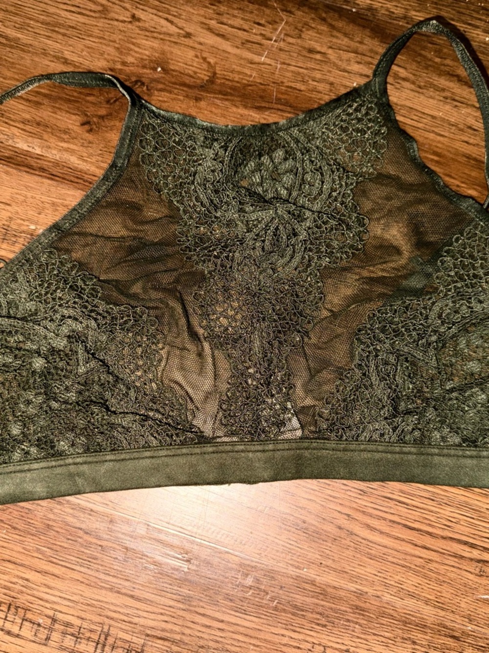 Victoria's Secret Olive Green Lace High-Neck Bralette
